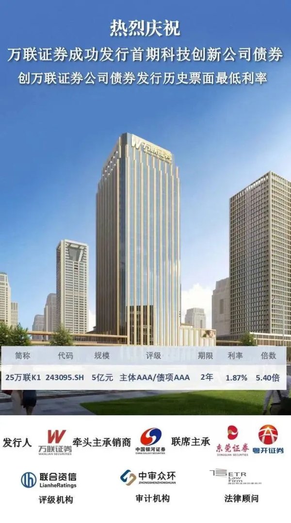 股票配资注册 万联证券成功发行首期科技创新公司债券
